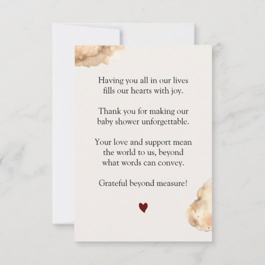 Boho Bearエアバルーンパステルベビーシャワーありがとう サンキューカード (裏面)