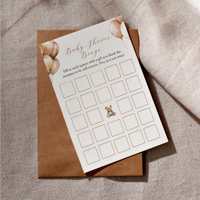 Boho Bearバルーンベビーシャワービゴゲーム (Boho Bear Balloon Baby Shower Bigo Game)