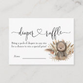 Boho Bearベビーシャワーおむつラッフル エンクロージャーカード (正面)