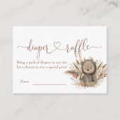 Boho Bearベビーシャワーおむつラッフル エンクロージャーカード (正面)
