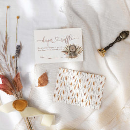 Boho Bearベビーシャワーおむつラッフル エンクロージャーカード