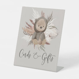 Boho Bearベビーシャワーカードとギフト 台座サイン