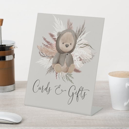 Boho Bearベビーシャワーカードとギフト 台座サイン (インサイチュ)