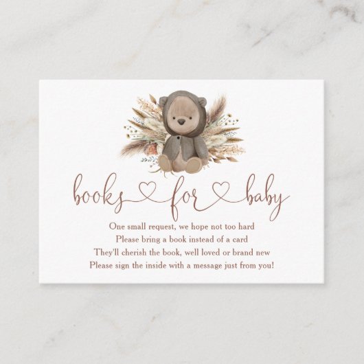 Boho Bearベビーシャワーベビー エンクロージャーカード (正面)