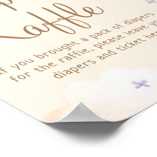 Boho Bearベビーシャワー男女兼用おむつラッフル ポスター (角)