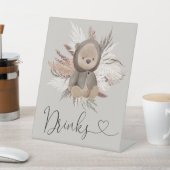 Boho Bearベビーシャワー飲料 台座サイン (インサイチュ)