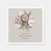 Boho Bearベビーシャワー スタンダードカクテルナプキン (正面)