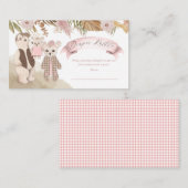 Boho Bear家族女の子ベビーシャワーおむつラッフル エンクロージャーカード (正面/裏面)