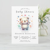 Boho Bear男女兼用 Baby Shower 招待状 (スタンド正面)