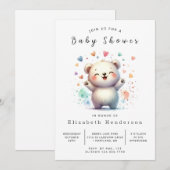Boho Bear男女兼用 Baby Shower 招待状 (正面/裏面)