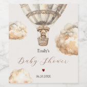 Boho Bear空スタイリッシュ気球の雲ベビーシャワー ワインラベル (シングルラベル)