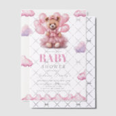 Boho bear baby girl pink babyshower ベラム紙招待状 (オフセット (招待状))