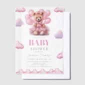 Boho bear baby girl pink babyshower ベラム紙招待状 (オフセット)