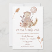 boho bear baby shower 招待状 (正面)