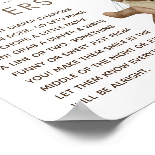 Boho Bear Baby Shower「Late Night Msuch」ポスター ポスター (角)