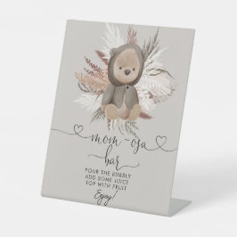 Boho Bear Baby Shower Mom-osaバーペデスタルサイン 台座サイン