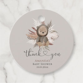 Boho Bear Baby Shower Thank You フェイバータグ
