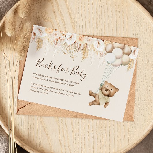 Boho Bear Book Request Baby Shower Enclosureカード エンクロージャーカード