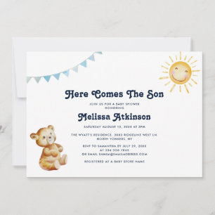 Boho Bear Boy Baby Shower 招待状