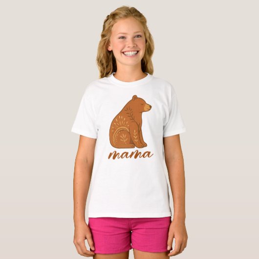 Boho Bear Mama T-Shirt Tシャツ (正面フル)