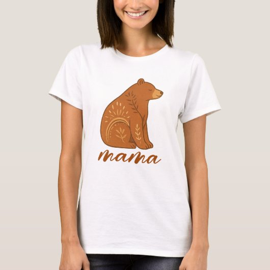 Boho Bear Mama T-Shirt Tシャツ (正面)