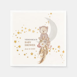 Boho Bear Moon Baby Shower Thank You スタンダードカクテルナプキン