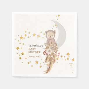 Boho Bear Moon Baby Shower Thank You スタンダードカクテルナプキン