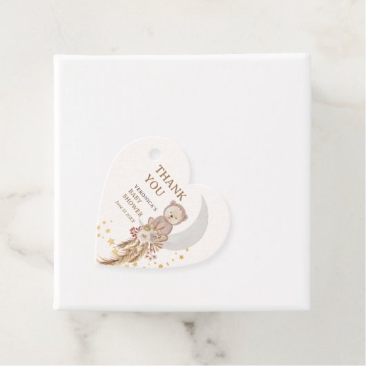Boho Bear Moon Baby Shower Thank You フェイバータグ (インサイチュ)