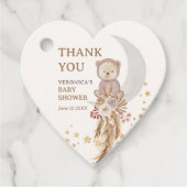 Boho Bear Moon Baby Shower Thank You フェイバータグ (正面)
