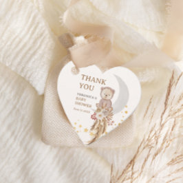 Boho Bear Moon Baby Shower Thank You フェイバータグ