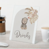 Boho Bear Pampas Grass Baby Shower Drinks 台座サイン (インサイチュ)