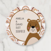 Boho Bear Rainbow Neutral Baby Shower  フェイバータグ (正面)