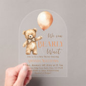 Boho Bearly待ち熊男女兼用赤ちゃんシャワー アクリル招待状 (インサイチュ (ポータブル))