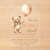 Boho Bearly待ち熊男女兼用赤ちゃんシャワー アクリル招待状 (正面)