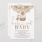 Boho Bearly男女兼用 Wait赤ちゃんシャワー 招待状 (正面/裏面)