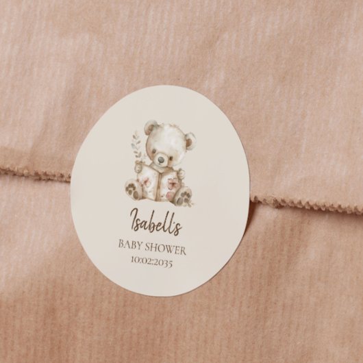 Boho Bearly Wait ストーリーブックベビーシャワー ラウンドシール