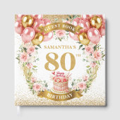  Boho Beautiful 80th Birthday Sign-In Guest Book ゲストブック (正面)