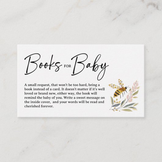 Boho Bee Baby Shower Books for Baby エンクロージャーカード (正面)