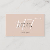 Boho Beigeとホワイトスクリプト書道QRコード 名刺 (正面)