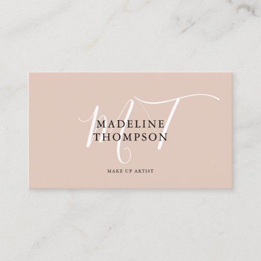 Boho Beigeとホワイトスクリプト書道QRコード 名刺 (正面)