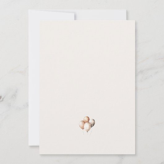 Boho Beigeクマ熱い空気バルーン雲ベビーシャワー 招待状 (裏面)