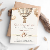 Boho Beigeクマ熱い空気バルーン雲ベビーシャワー 招待状