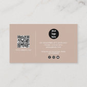 Boho BeigeシグネチャースクリプトQRコードソーシャルメディア 名刺 (裏面)
