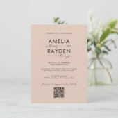 Boho BeigeタイポグラフィScript Photo QR Code 結婚's 招待状 (スタンド正面)