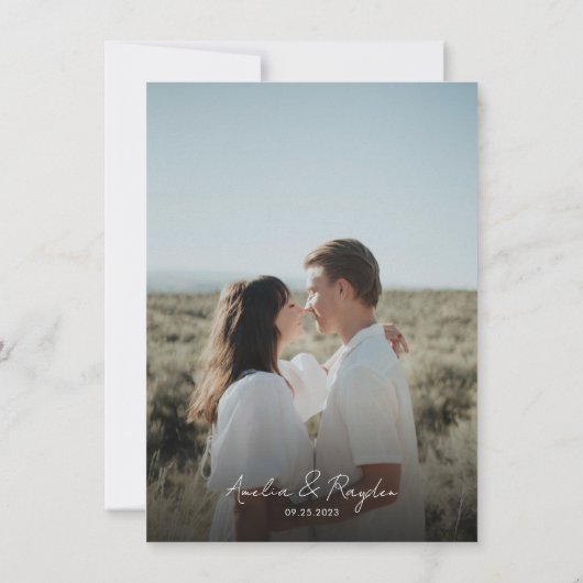 Boho BeigeタイポグラフィScript Photo QR Code 結婚's 招待状 (裏面)