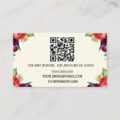 Boho Beigeフローラ書道スクリプトQRコード 名刺 (裏面)
