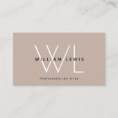 Boho BeigeモノグラムモダンミニマルQRコード 名刺 (正面)