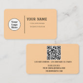 Boho Beige書道スクリプトQRコード 名刺 (正面/裏面)