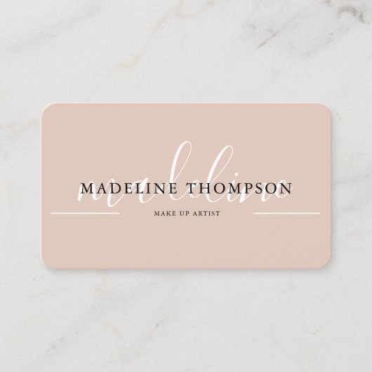 Boho Beige書道スクリプトQRコード 名刺 (正面)