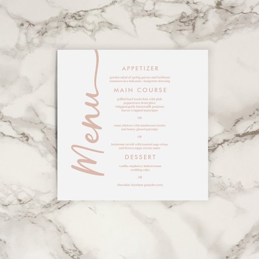 Boho Beige +ブラウンテラコッタトレンディー結婚ズメニュー 招待状